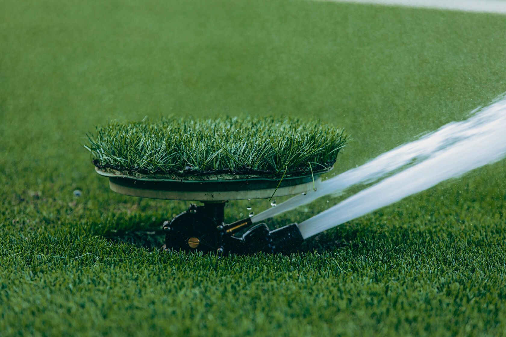 Healthy green lawn being maintained