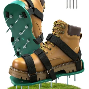 MILLUXXi Pre-Assembled Lawn Aerator Shoes with Secure Dual Instep Straps Green