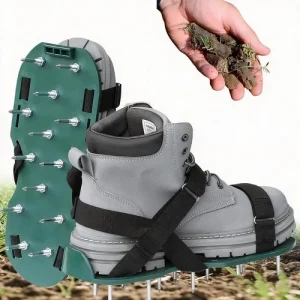 Lawn Aerator Shoes Heavy Duty Grass with Adjustable Straps Green