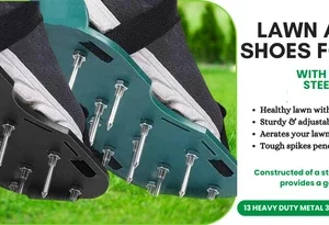 Lawn Aerating Spiked Shoes Grass Aerator Sandals Adjustable Straps Green Pair