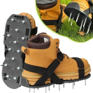 Lawn Spike Grass Garden Aerator Shoes With Heavy Duty Buckle Adjustable Straps